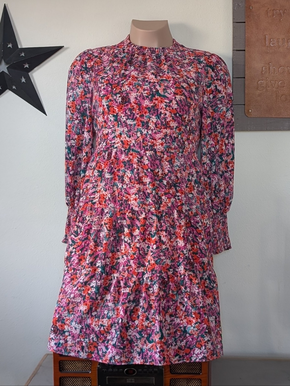 Maia Floral Tiered Midi Dress Sz 16